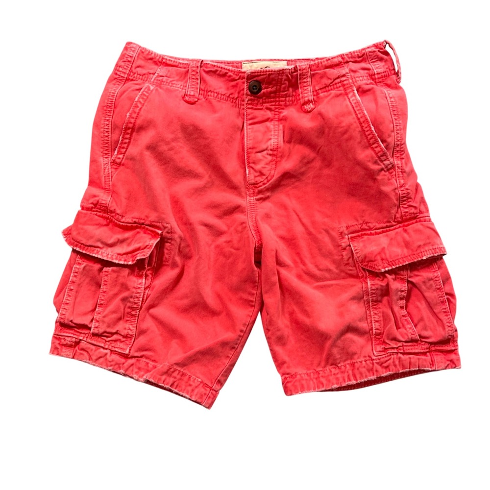 VTG Y2K‎ Hollister Red Cargo Shorts Mens 30 Coral Surf Skate Streetwear Utility